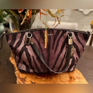 COACH Madison Small Kelsey Brown Zebra Print Satchel Bag